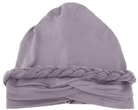 Hüte Dich Vorm Bösen Wolf Frauen Einfarbig Hut Kappe Ethnische Vor Gebunden Zopf Haar Abdeckung Wrap Muslimischen Hijab Turban Kopfbedeckungen Cap Damen (Grey, One Size)