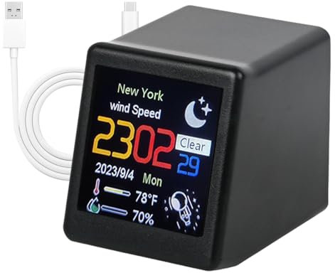 Smart Weather Station, Digital Desktop Weather Display, Wifi Weather Forecast Device, Smart Air Quality Monitor, Real-Time Weather Desktop Station, Weather Station for Home