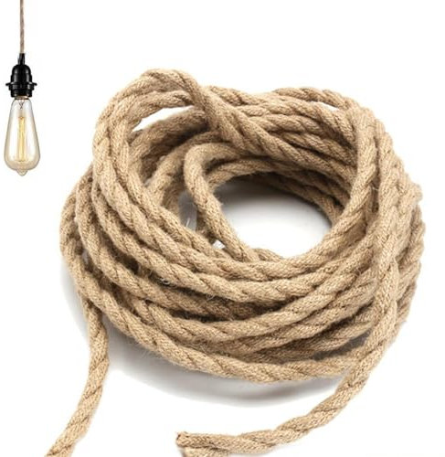 TOOSOAR® Cable Vintage Electrico, Cable 3 Hilos Cuerda, Cable Cuerda para Lámparas de Araña, Apliques y Pantallas de Lámparas (3x0,75mm²,20M)