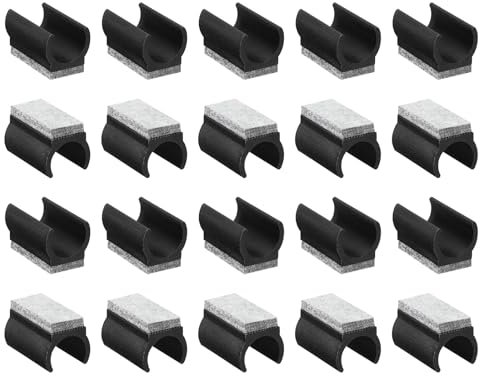 QUARKZMAN 20Pcs Embouts de Protection pour Pieds de Chaise avec Patins en Feutre, Protège-Tubes en Forme de U pour Chaises, Convient Aux Pieds de Tubes Métalliques de 22 mm, Noir, Patin Gris