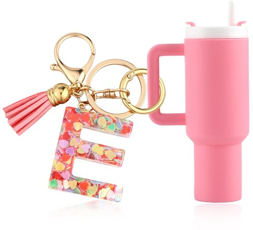 Tmtains 2Pcs Mini Tumbler Keychain Chapstick Holder Accessories for Stanley Cup Key Ring Funny Cute Cup Key Chains for Women