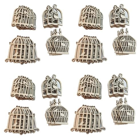 SHTGOI Tischdeko Streudeko Holz 8 Pack Holzstreuteile Vogelkäfig Anhänger Bemalen Holz Verzierung Holzscheiben DIY Naturholzscheiben zum basteln Für Scrapbooking Personalisierte Geschenke(Holz4#)