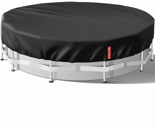VniYors Poolabdeckung Rund 488, Verdicktes 420D Pu Pool Winterabdeckung, UV-Schutz Poolabdeckung Winter mit Kordelzug und BodennäGeln, Winddicht und ReißFest Pool Abdeckplane