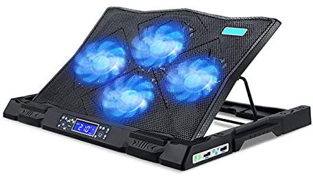 RGB Laptop Cooling Pad for 12''-17 '' Laptop with 4 Quiet Cooling Fans and Blue LED Light Ergonomic Comfort Notebook Cooler Light-Weight Gaming Laptop Cooler Stand