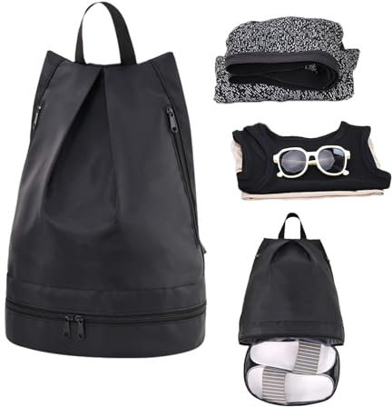 ZHYUAN Mochila de natación, Bolsa impermeable para piscina, Correa de hombro ajustable,separación seca y húmeda, mochila de viaje de gran capacidad, negro,impermeable, adecuada para playa, natación