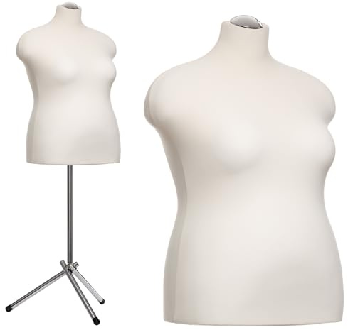 DummyDoll Schneiderpuppe weiblich Größe 50/52, Überzug Creme/Ecru, Dreibein + Kappe Chrom
