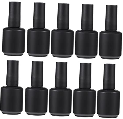 WRITWAA 12pcs 15ml Glass Nail Polish Bottles Refillable Matte Black Nail Varnish Storage with Brush Applicator for Professional Art and Travel Use