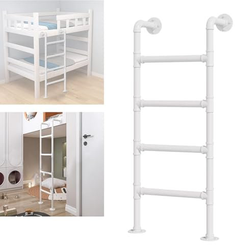 Escalera de Metal Blanca para litera, de 1 m, 1,25 m, 1,3 m, 1,4 m, 1,45 m y 1,5 m, Ideal para Interiores de caravanas, dormitorios y autocaravanas. Escalera de Seguridad Resistente (135 cm/