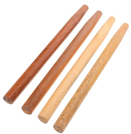 CHICAMPERA Wooden Tool Handles Sturdy and Versatile 4 Pcs Brown Hardwood with Extended Long Handle Design Replacement for Axes and Sickles for Gardening and Farming Use