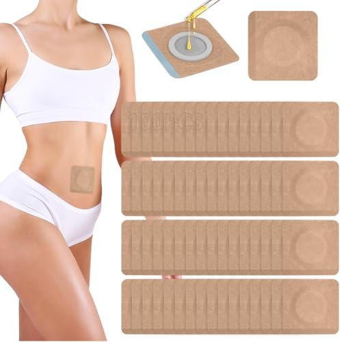 Fefod 100 Stück Rizinusöl Packung Wrap für Den Bauchnabel, Castor Oil Pack Selbstklebend Rizinusöl Pads Spunlace, Tuch Sehr Saugfähig Rizinusöl Packung, Kein Waschen (Enthält kein Öl)