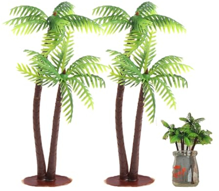 JDIEOQA 2 Stück Künstliche Miniatur-Kokospalmen, Modell-Palmen für Modellbau-Landschaft, Wohndekoration