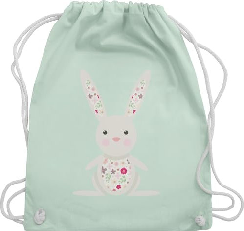 Shirtracer Turnbeutel Rucksack - Taschen - Süßer Hase Frühlingstiere I - Unisize - Pastell Grün - stoffbeutel kindergarten hasen osterhasen oster beutel geschenke zu ostern osterhase hasenmotiv bunny