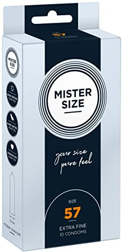 MISTER SIZE Kondome gefühlsecht hauchzart 57mm im 10er Pack/extra dünn, extra fein, extra feucht/aus 100% Naturkautschuk-Latex in deiner Größe L - XL/natural feeling 10er Packung