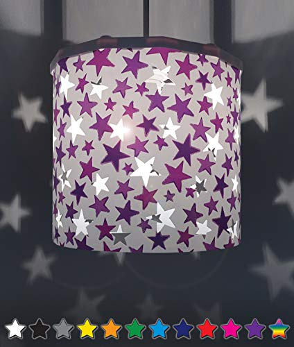 Ereki Ceiling Pendant Light Shade - Star Light Projection Effect Light Cover - Magnetic Ceiling Night Light Lampshade Kit for Interchangeable Designs (Purple, Bulb NOT Included)
