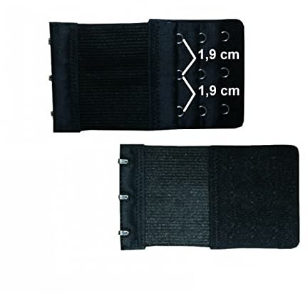 U.W. BH Verlängerung 6-13 cm Erweiterung 3 Haken 3 Reihen Verschluss Gummi (Schwarz)