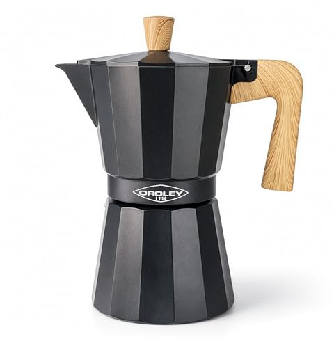 Oroley - New Dakar Nature - Cafetera Italiana Aluminio | Cafetera Vitrocerámica, Fuego y Gas | Estilo Tradicional (12 Tazas)
