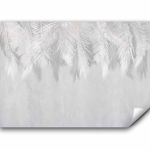 murando - Papier peint panoramique nature 400x280 cm - Revêtement mural décoration pour chambre salon - Design moderne - Gris - Tropical feuilles palmier plantes nature gris b-A-0762-a-a