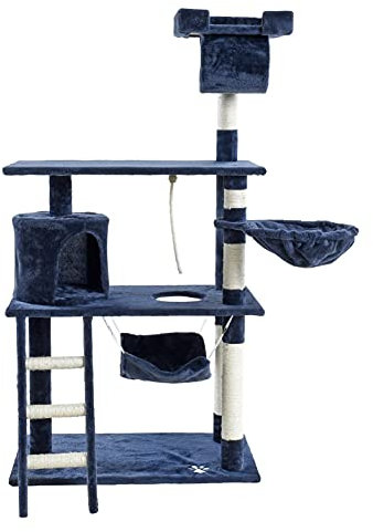 ESTEXO Katzenkratzbaum Kratzbaum Katzenbaum Spielbaum XXL Kletterbaum für Katzen Kratzmöbel Spielmöbel Blau/Grau