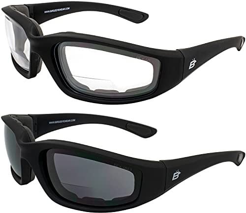 Birdz Eyewear Oriole Bifocal Safety Sunglasses 2 Pairs Black Frames 2.5X with Clear & Smoke Lenses
