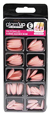 Glam’Up Paris - Faux Ongles - Pleine Couverture - Facile à Utiliser - 100 Pièces - Forme Amande - N°174 - Rose