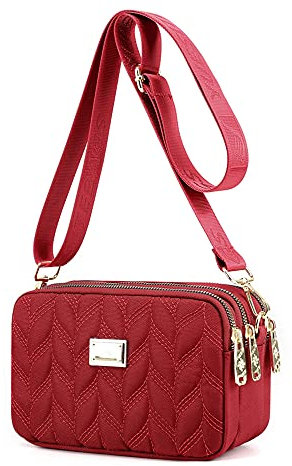 YANAIER Damen Handy Umhängetasche Schultertasche Wasserdicht Nylon kleine Tasche Handytaschen zum Umhängen Frauen Brieftasche Burgund