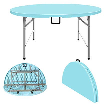 PIAOLING Tragbarer Klapptisch für den Außenbereich Kunststoff-Tischplatte Klapptisch tragbare runde Klapptisch Patio Heavy Duty Dinner Table Picknick-Camp-Tische (Color : A)