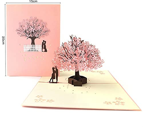Grußkarte 3D Pop. HOCH Karten Hochzeit Kirschbaum Einladungen Karten Valentinstag Jubiläumsgruß Handgemachte Karte Gruß Postkarte Überraschung Geschenk Danke dir Karte (Size : 1pc)
