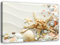 Feeby Vlies Leinwandbild Muscheln Strand Seesterne 60x40 cm Wanddeko Design Kunstdruck Zimmerdeko Bilderwand Sand Maritimes Motiv Beige