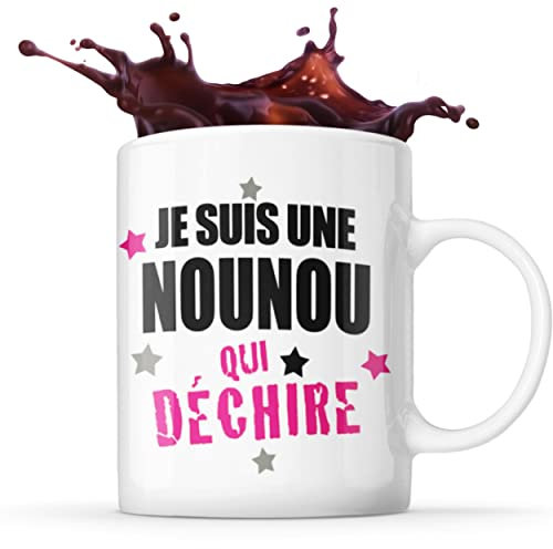 Mug Nounou Cadeau « Je suis une nounou qui déchire » | Résistant au Lave-Vaisselle et Micro-Ondes | Hauteur : 9,7 cm – Diamètre : 8,2 cm | Capacité 325 ML | Qualité supérieure | DERNIÈRES PIÈCES