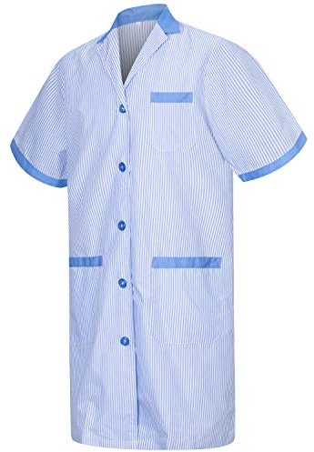 MISEMIYA - Bata Laboratorios Caballero Cuello Solapa con Manga Larga Uniforme Laboral CLINICA Hospital Limpieza Ref:816 - L, Celeste 68