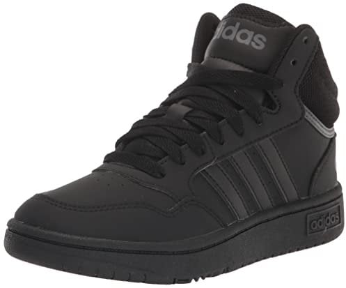 adidas Hoops 3.0 Basketball Shoe, Core Black/Core Black/Grey, 2 UK Child