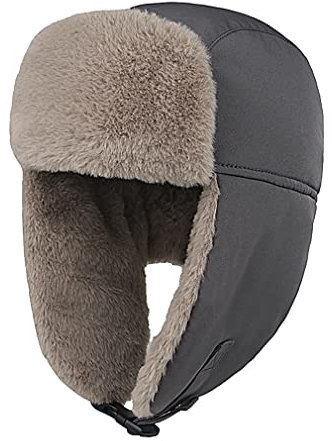 Sleeping forest Wintermütze mit Ohrenklappen Russische Mütze Warm Ushanka für Jungen Pelzmütze Pilotenmütze Bärenfellmütze Kinder Russen Mütze Wasserdicht Fliegermütze Outdoor-Aktivitäten Grau