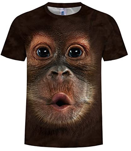 Home Furnier Decoration, 1PC Funny AFFE T-Shirt Großes Gesicht Cartoon Digitale Druckkleidung bequem und atmungsaktives kurzarmes kreatives Geschenk für Mann (XL) Geeignet für Home Office Tisch