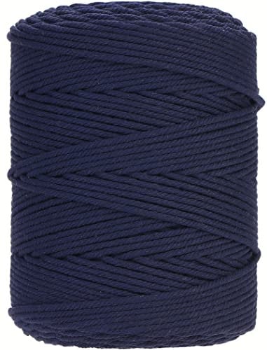 GOHOF Cordón de macramé de 4 mm x 300 m, cuerda de algodón suave trenzado de 4 hebras, uno de los materiales más perfectos para arte de macramé, cuerda de algodón sin productos químicos (Denim)