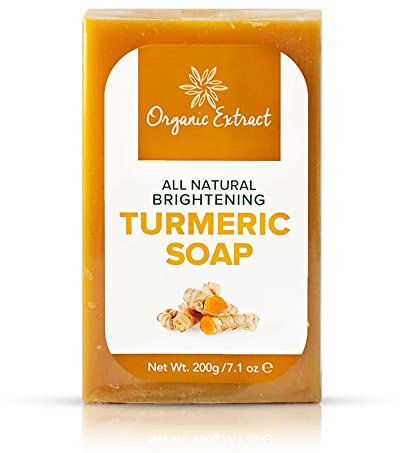 ORGANIC EXTRACT Kurkuma Seife - 7,05 fl oz / 200 g - Hautaufhellende Seifenstange - Spendet intensive Feuchtigkeit und reinigt die Haut, reduziert Akne und Pigmente