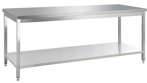 GastroHero Edelstahl Arbeitstisch I Arbeitstisch 180x70 cm mit Grundboden I ohne Aufkantung I Edelstahltisch für Gastronomie I Gasto Tisch AISI 201