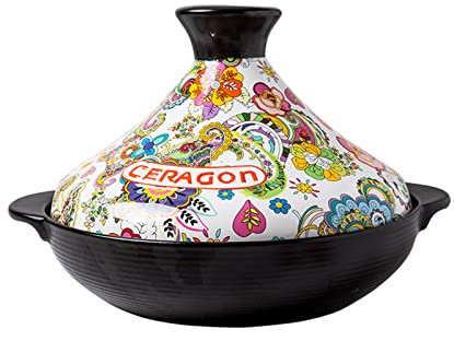 Adima Handgefertigt Keramik Tagine-Topf Zum Kochen, Bleifrei Unglasiert Steingut Marokkanisch Keramische Töpfe Eintopf-Kasserolle Slow Cooker Topf (2L)