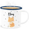 Emaille Becher Blechbecher - Tiere - Süßer Fuchs - 300 ml - Weiß Blau - tasse kindergarten personalisierte geschenke kita tassen tier name kaffeebecher tieren tiermotiv metallbecher