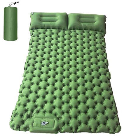 Matelas Camping 2 Personnes, Matelas Gonflable Ultra léger, Tapis de Camping Gonflable avec Oreiller, Matelas Résistant l'eau pour Voyage Randonnée Plage Tente Sac de Couchage, 196 * 125 * 9cm