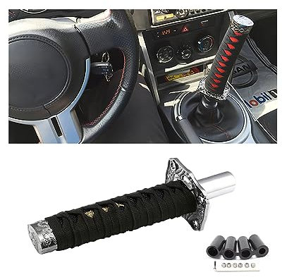 zipelo Samurai Sword Schaltknauf, 15 cm, kurzer Schaltknauf mit 4 Adaptern, Samurai Shift Schalthebel Universal für die meisten Automatikgetriebe-Autos (schwarz)