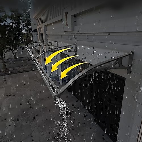 Vordach für Haustür Überdachung Transparentes Türdach Pultbogenvordach | 120x450cm Haustürvordach Fenstermarkise Polycarbonat Eingangsmarkise Waschbecken Bogenvordach für Balkon Fenster Hauseingang