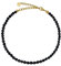 GD GOOD.designs Fussketten für Frauen mit echten Achat Perlen 4mm - Wasserfest - Naturstein Fußkettchen Schwarz mit verstellbaren Verschluss in 18K Gold
