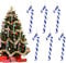 13cm Blue White Glitter Candy Cane Christmas Decorations - 6pcs Xmas Tree Pendant Hanging Ornaments for Holiday New Year Party Decor