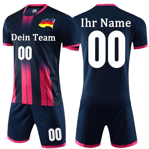 OPUTWDF Trikot Set Personalisiert Fußballtrikot Kinder mit Eigenem Namen und Nummer Benutzerdefinierte Fussball Trikot Kinder Jungs Set