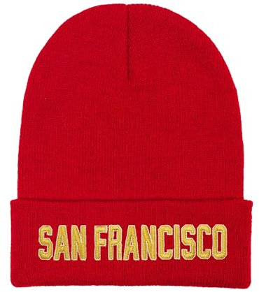 American Sport Klassische Beanie, Strickmütze für Herren und Damen, Bekleidung, weiche Winter-Schädelmütze, dicke Mützen, Skifahren, San Francisco, Einheitsgröße