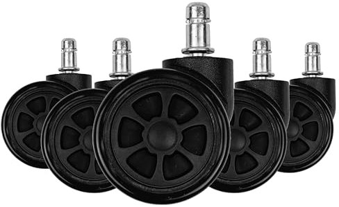 Loywe 5 ruedas para silla de oficina, suelo duro, ruedas para silla de oficina, ruedas de repuesto, 11 mm x 20 mm, color negro LWA106S