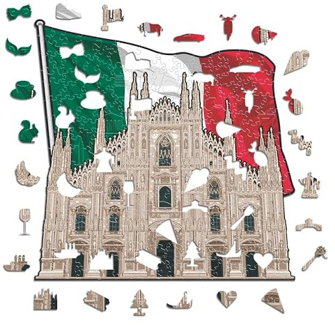 Iconic Puzzles, Milan Cathedral, 100% ökologisch nachhaltiges Holzpuzzle mit offizieller Lizenz, Größe L, 500 Teile