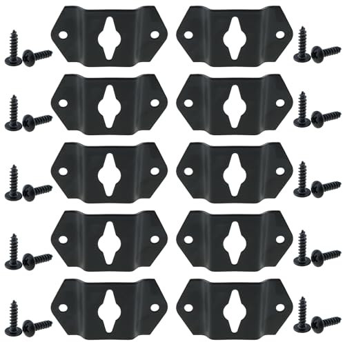 LUORNG 10PCS Wall Mount Bracket Speaker Wall Mount Bracket Speaker Rear Hook Black Metal Bracket Suitable for Bar Speaker and Photo and Clock Hanging