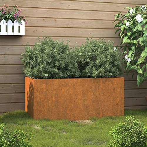 NITCA Fioriera Acciaio Corten,Fioriera da Esterno,Vasi Rettangolari da Esterno,per Il Balcone & Il Davanzale, Vasi in Corteccia per Il Giardino, in Acciaio Corten, 62 x 40 x 39 cm 1 PZ