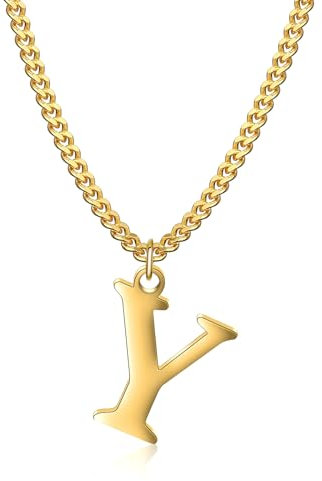 Symretie Goldkette mit Buchstaben Y,14K Gold Vergoldet Initial Halskette,Edelstahl Kette mit Y,Gold kettenanhänger kette für Damen Mädchen